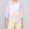 Charlie B Printed Chiffon Blouse In Pink Multi In Pink