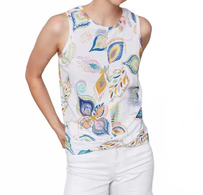 Charlie B Printed Cotton Slub Tank Top With Knot Detail In Feathers
