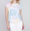 Charlie B Printed Crew Neck Top In Bandana