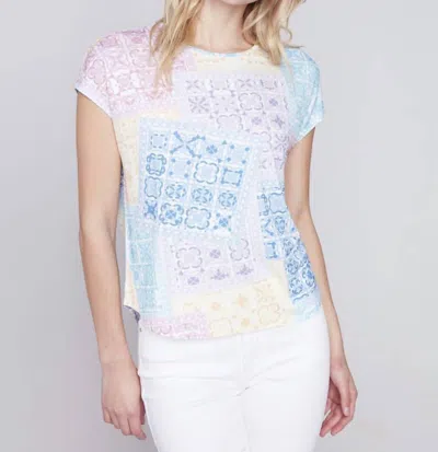 Charlie B Printed Crew Neck Top In Bandana