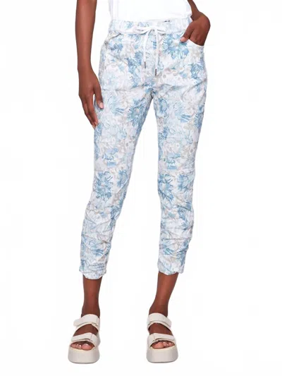 Charlie B Printed Crinkle Jogger Pants In Coastal In White