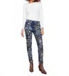 Charlie B Printed Crinkle Suede Pull-on Jogger Pants In Rio In Blue