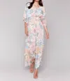 Charlie B Printed Dolman Sleeve Maxi Dress In Dahlia In Multi