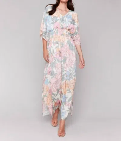 Charlie B Printed Dolman Sleeve Maxi Dress In Dahlia