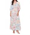Charlie B Printed Dolman Sleeve Maxi Dress With Side Slits In Dahlia In Multi