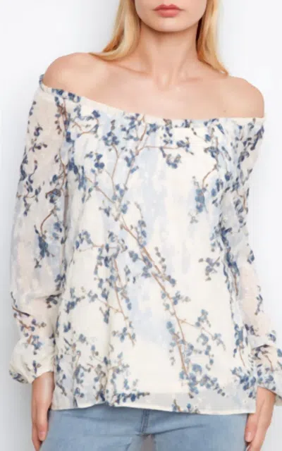 Charlie B Printed Eyelet Off-shoulder Blouse In Blossom In Multi