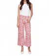 Charlie B Printed Crop Flare Patch Pocket Pant In Fieats In Pink