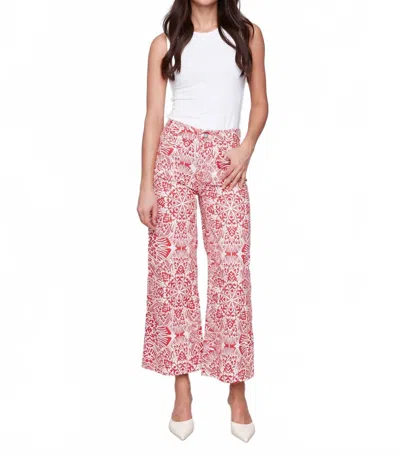 CHARLIE B PRINTED FLARE PANTS WITH PATCH POCKETS IN PINK