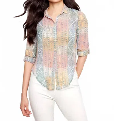 Charlie B Printed Foil Blouse In Marigold In Multi