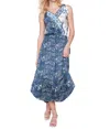 Charlie B Printed Front Overlap Satin Dress In Paisley In Multi