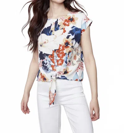 Charlie B Printed Front-tie Linen Top In Saffron In Multi
