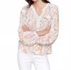 Charlie B Printed Linen Blend Blouse In Papaya In Multi