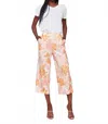 Charlie B Printed Linen Blend Cropped Pull-on Pants In Blooming In Multi