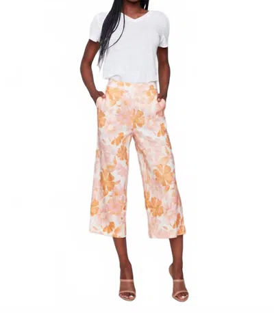Charlie B Printed Linen Blend Cropped Pull-on Pants In Blooming In Multi