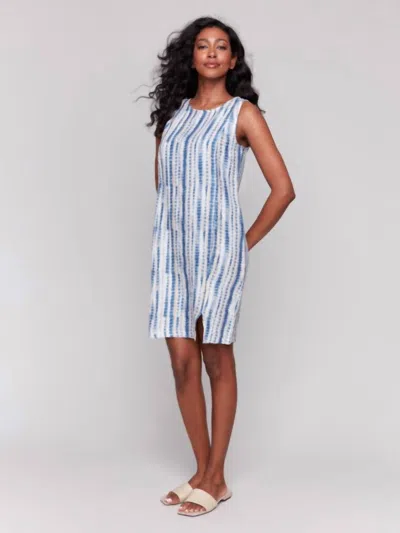 Charlie B Printed Linen Blend Mini Dress In Blue