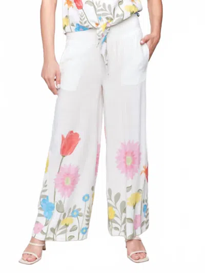 Charlie B Printed Linen-blend Wide Leg Pants In Summer In White