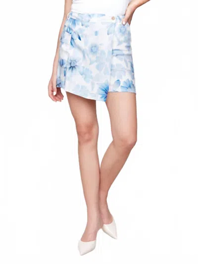 Charlie B Printed Linen Blend Wrap Skort In Celestial In Blue