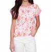 Charlie B Printed Linen Combo Side Tie Top In Tangerine/pink In Pink