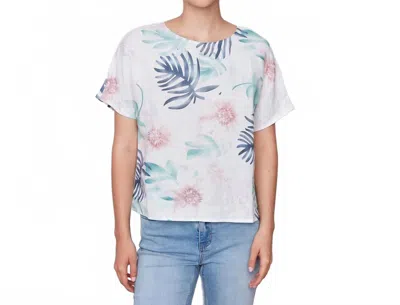 Charlie B Printed Linen Dolman Top In Lush In Brown