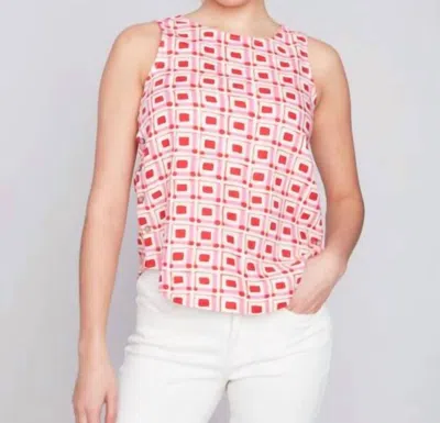 Charlie B Printed Linen Top In Boxed Cherry In Multi
