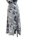 Charlie B Printed Long Linen Skirt W/ Coconut Buttons In Basil In Green