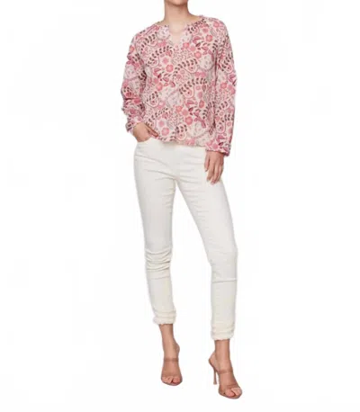 Charlie B Printed Long Sleeve Popover Blouse In Ditsy