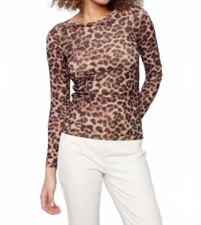 Charlie B Printed Mesh Shirt With Gathering In Leopard In Brown
