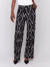 Charlie B Printed Pleated Pocket Pant In Geometric In Multi