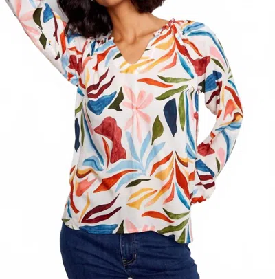 Charlie B Printed Popover Blouse In Solstice In Multi