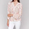 Charlie B Printed Raglan Sleeve Top In Papaya