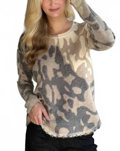 Charlie B Printed Reversible Sweater In Beige In Brown