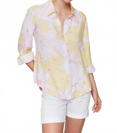 Charlie B Printed Rollup Long Sleeve Shirt In Lemonade In Multi
