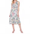 Charlie B Printed Ruffle Neck Boho Midi Dress In Floral In Multi