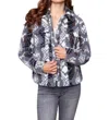 Charlie B Printed Sherpa Short Jacket In Charcoal In Pink