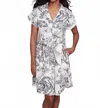Charlie B Printed Short Sleeve Dress In Black/cream In Neutral