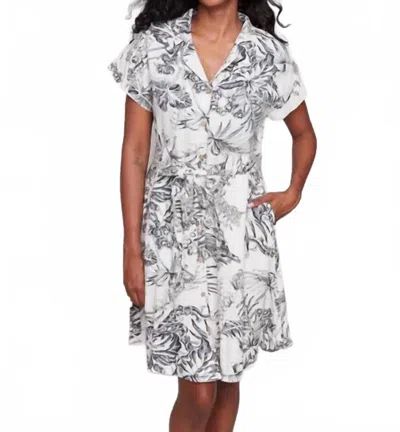 Charlie B Printed Short Sleeve Dress In Black/cream