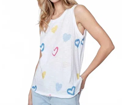 Charlie B Printed Sleeveless Knit Top In Hearts In White