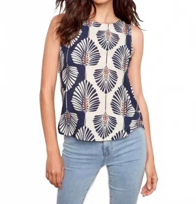 Charlie B Printed Sleeveless Linen Blend Blouse In Tahiti In Multi