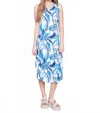Charlie B Printed Sleeveless Shirt Tail Dress In Sky In Blue
