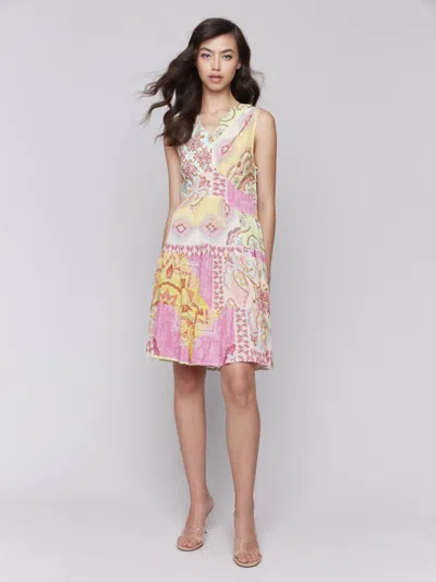 Charlie B Printed Sleeveless V-neck Tiered Dress In Carousel In Multi