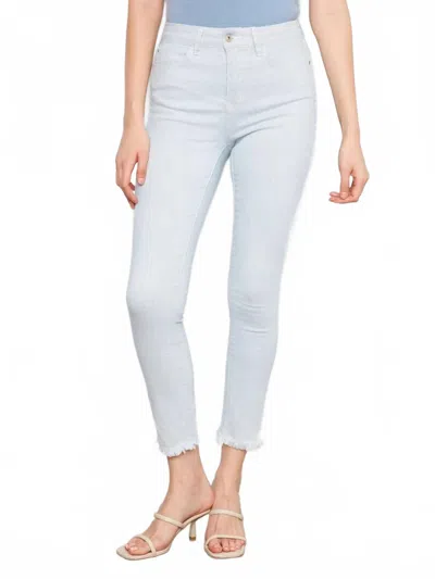 Charlie B Printed Slim Leg Twill Pants In Stripes In White