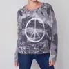 Charlie B Printed Sweater In Charcoal In Grey