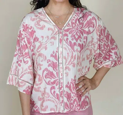 Charlie B Printed Wide Elbow Sleeve V-neck Blouse In Evelyn In Multi