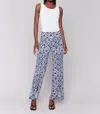 Charlie B Printed Wide Leg Pants With Front Slits In Arabesque