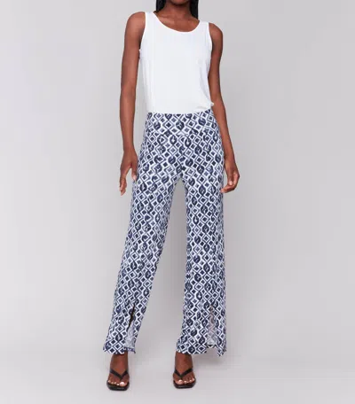 Charlie B Printed Wide Leg Pants With Front Slits In Arabesque