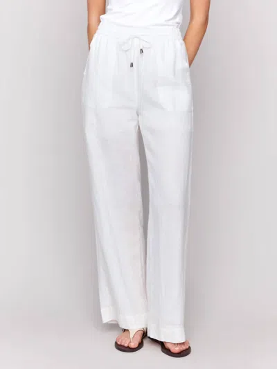 Charlie B Pull-on Linen Blend Wide Leg Pants In White