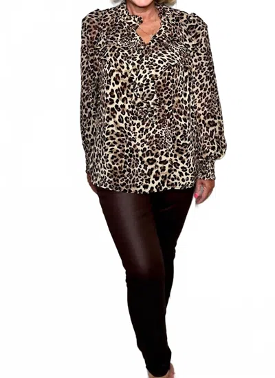 Charlie B Pull On Pant In Cocoa Chocolate In Animal Print