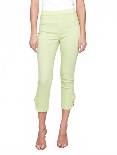 Charlie B Pull-on Twill Pants With Bow Detail In Keylime