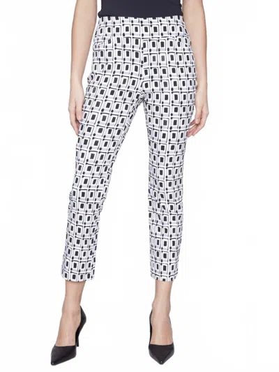 Charlie B Pull-on Cropped Checkered Capri Pants In Vanilla/black In White