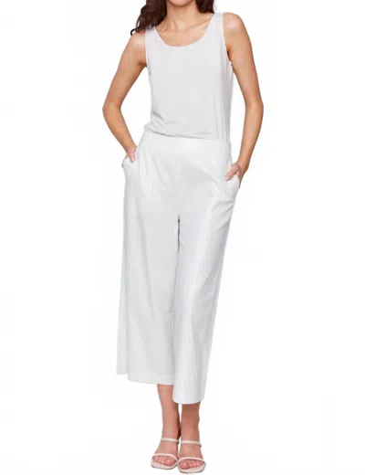 Charlie B Pull-on Foil Linen Pants With Pockets In Champagne In White